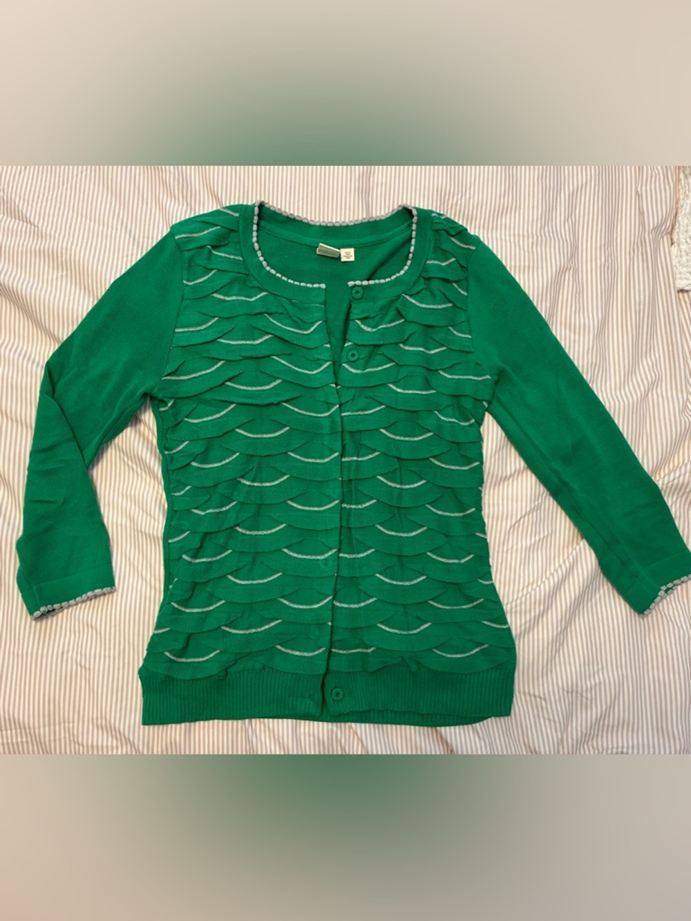 Anthropologie Yellow Bird Winter Waves Green Cardigan Small